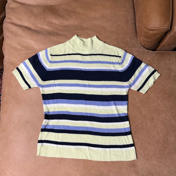 Croft & Barrow Striped Mock Neck Sweater Lightweight Women’s Size Medium - Picture 1 of 5